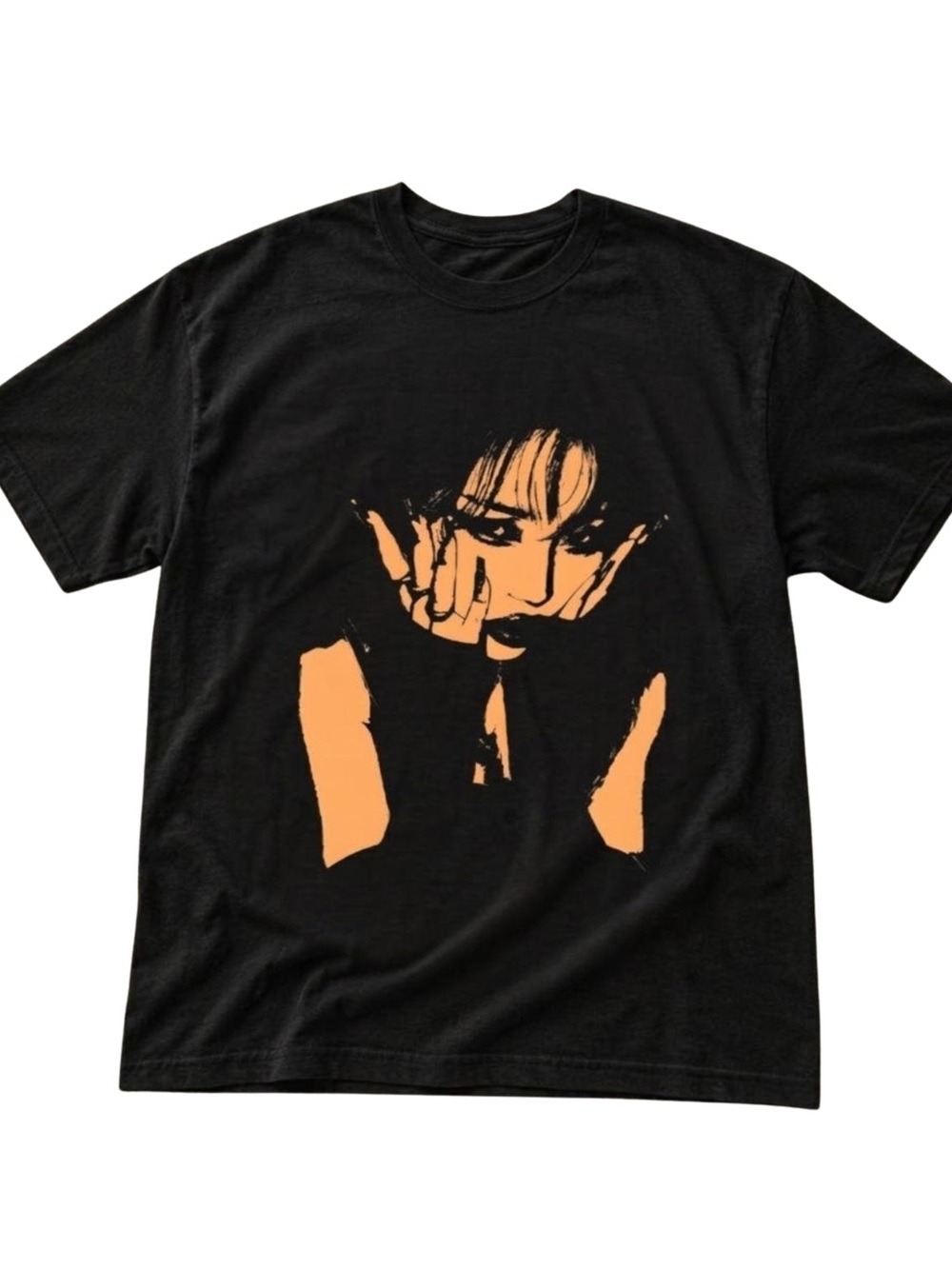 Gildan Black Graphic Tee with Orange Portrait Print
